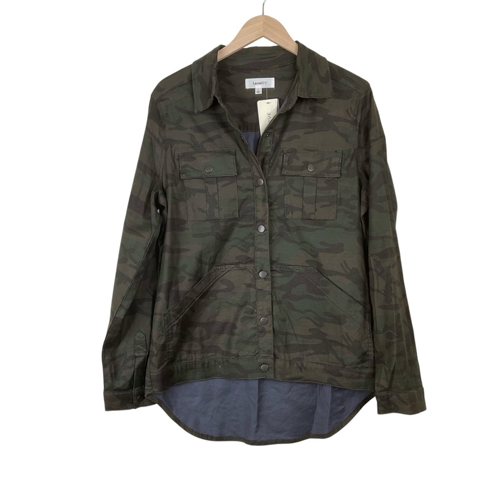 Level 99 Gina Utility Shacket Midnight Camo Green Size Large